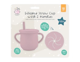 Wholesale Silicone 2 Handle Straw Cup With Snack Cup Lid