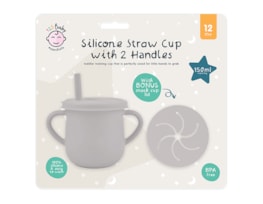 Wholesale Silicone 2 Handle Straw Cup With Snack Cup Lid