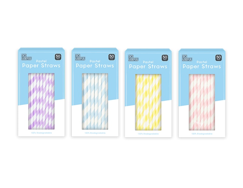 Wholesale Pastel Paper Straws 50pk CDU