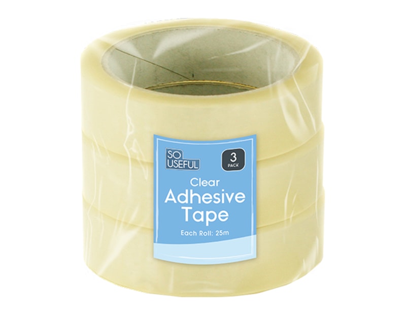 Wholesale Clear Adhesive Tape 3pk 25M CDU