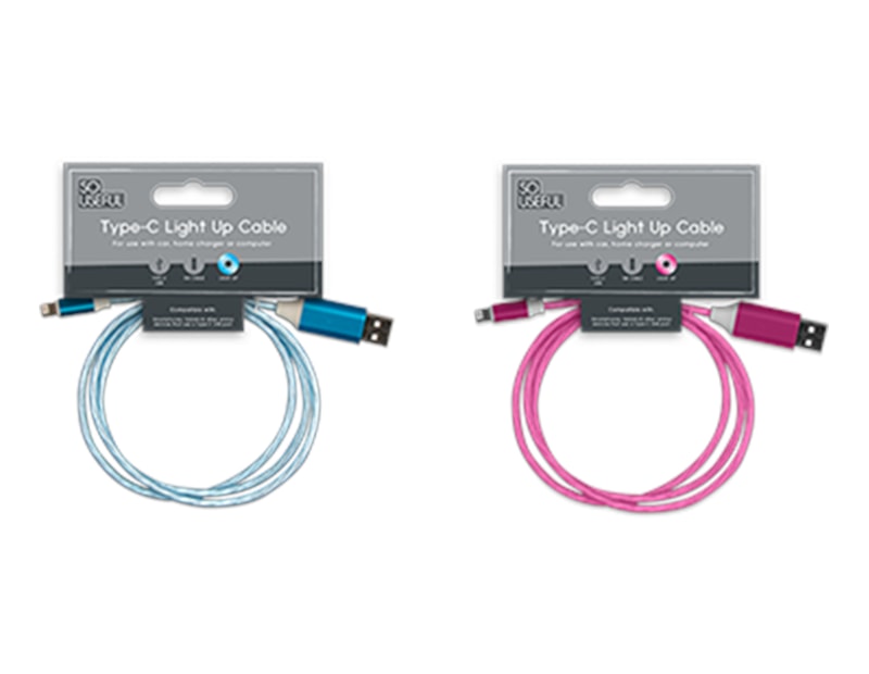 Wholesale Type-C Light Up Charging Cable With Clip Strip