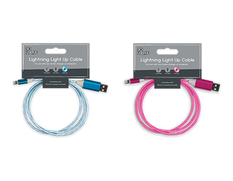 Wholesale Lightning Light Up Charging Cable With Clip Strip