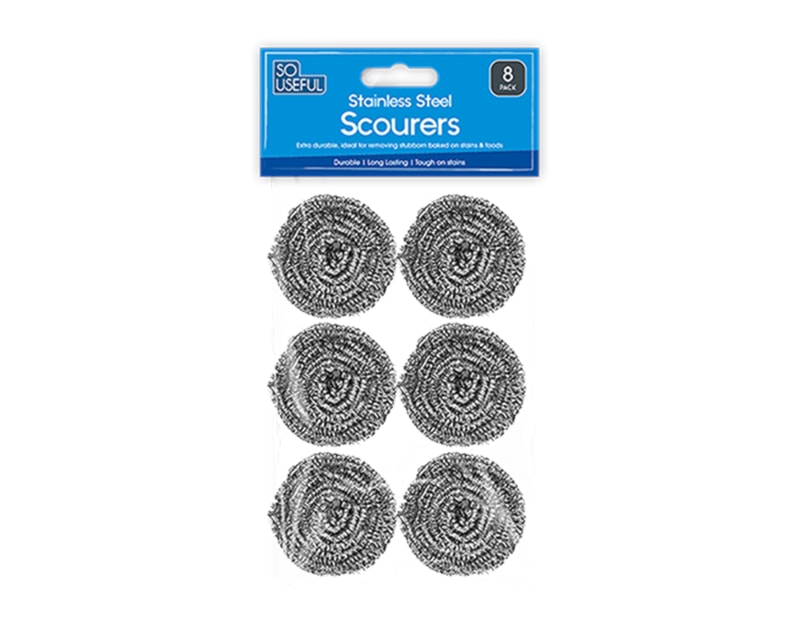 Wholesale Stainless Steel Scourers 8pk With Clip Strip