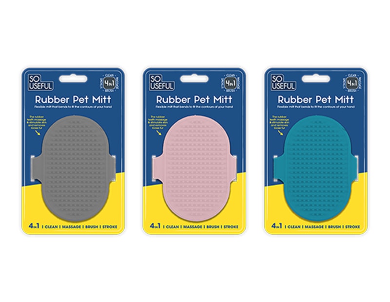 Wholesale 4-in-1 Rubber Pet Mitt With Clip Strip