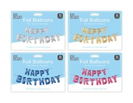 Wholesale Metallic Happy Birthday Foil Balloons With Clip Strip