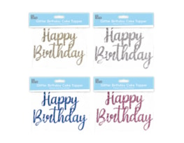 Wholesale Glitter Happy Birthday Cake Topper With Clip Strip