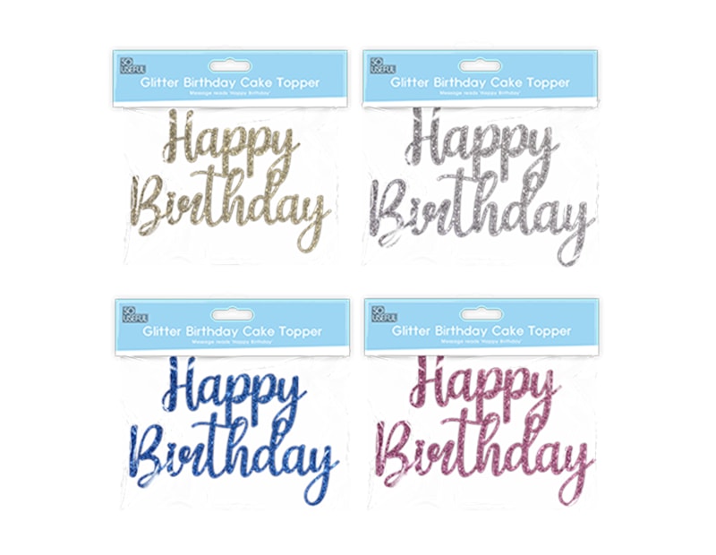 Wholesale Glitter Happy Birthday Cake Topper With Clip Strip