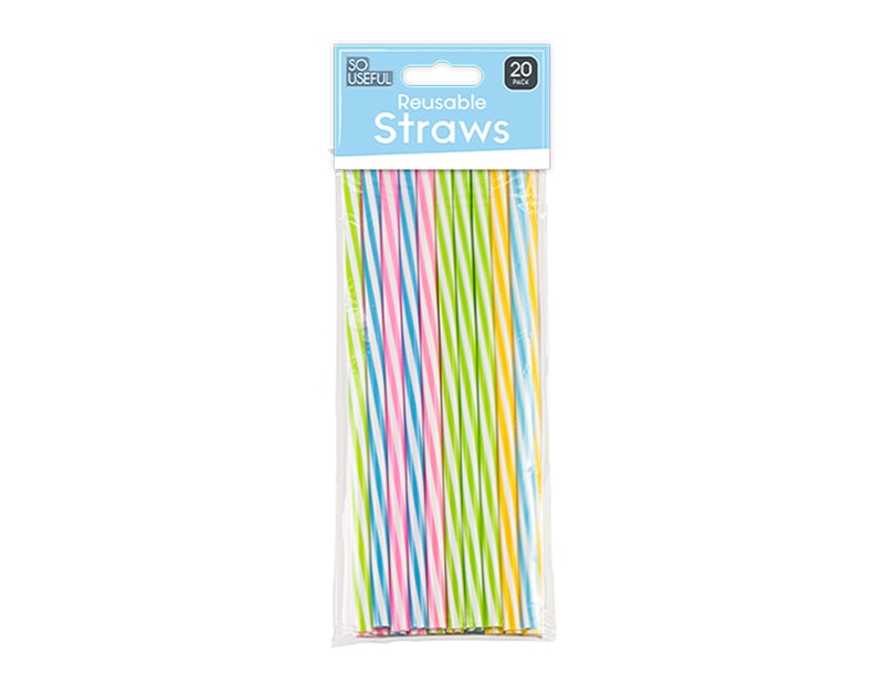 Wholesale Reusable Straw 20pk With Clip Strip