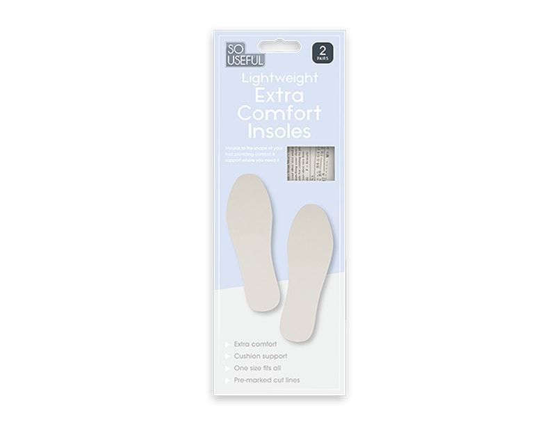 Wholesale Extra Comfort Insoles 2 Pairs With Clip Strip