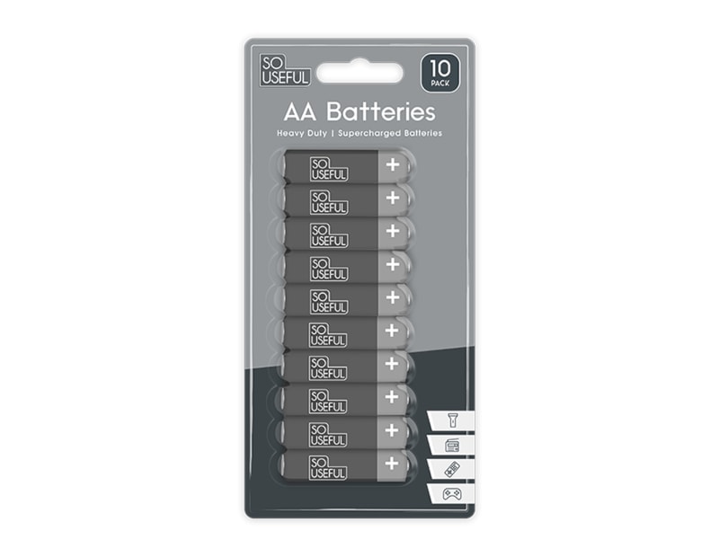 Wholesale AA Extra Heavy Duty Batteries 10pk with Clip Strip