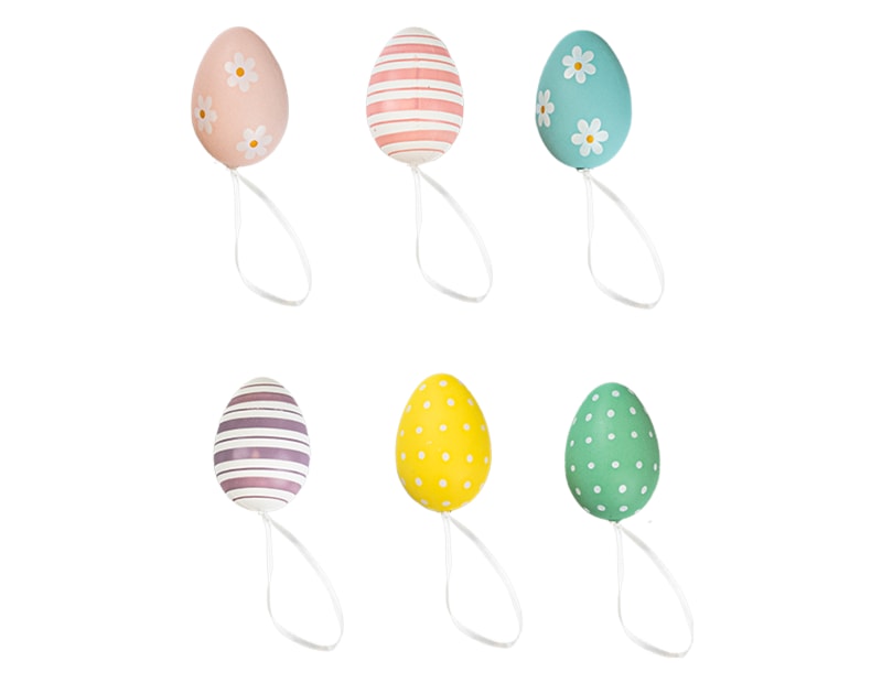 Wholesale Hanging Printed Easter Eggs 6pk