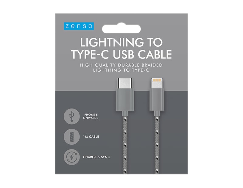 Wholesale Braided Type C To Lightening Cable 1m