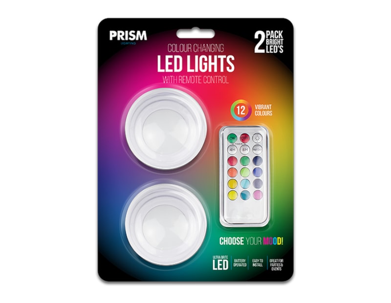 Colour Changing LED Lights RC 2pk PDQ