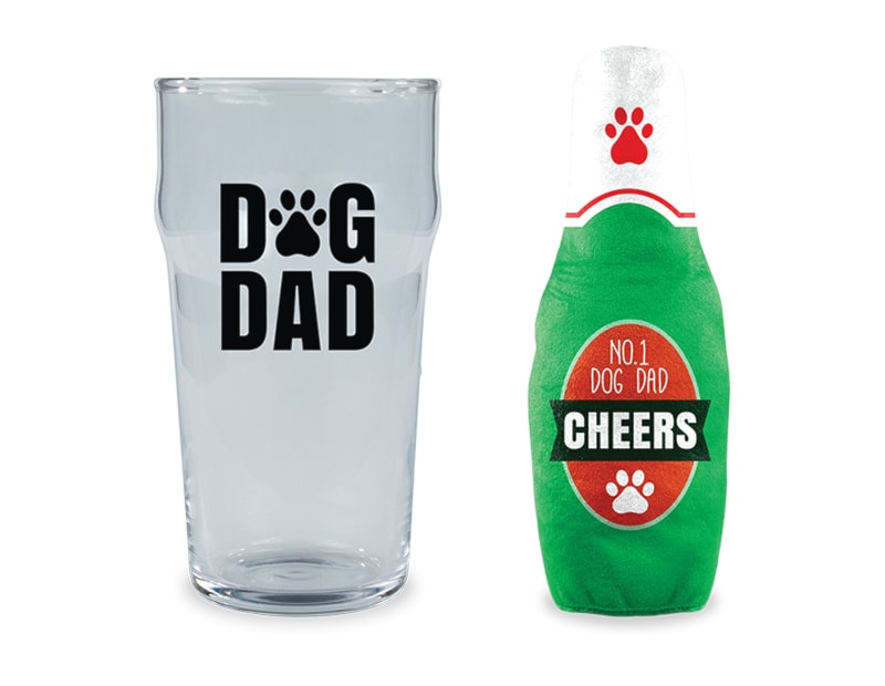 Wholesale Father's Day No.1 Dog Dad Beer Glass & Toy