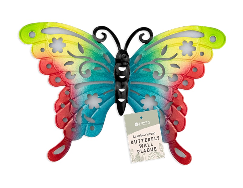 Wholesale Rainbow butterfly meal wall plaque | Gem imports Ltd.