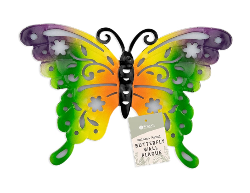 Wholesale Rainbow butterfly meal wall plaque | Gem imports Ltd.