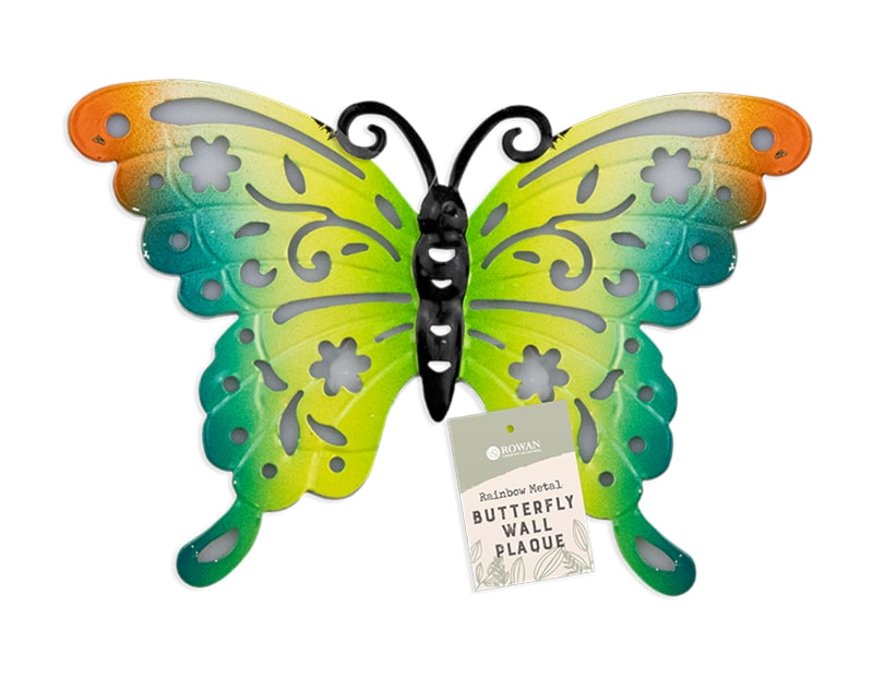 Wholesale Rainbow butterfly meal wall plaque | Gem imports Ltd.