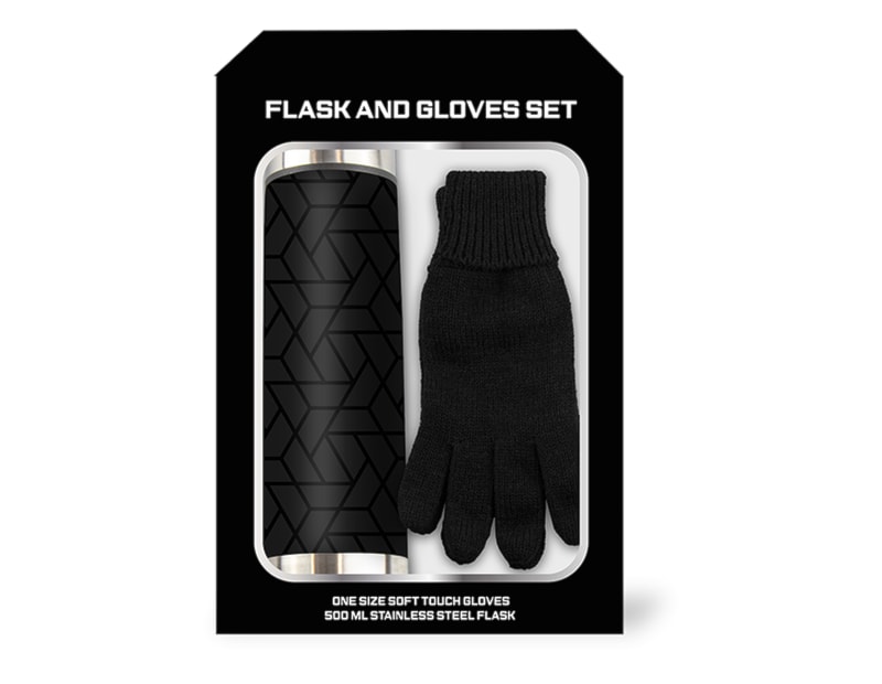 Wholesale Stainless Steel Flask & Soft Touch Gloves Set