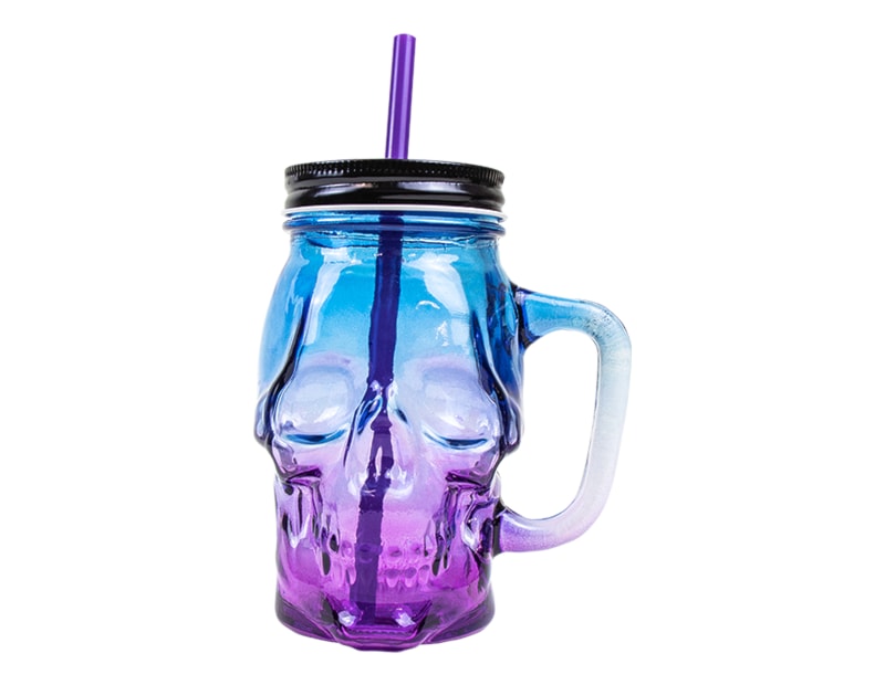 Wholesale Skull Jar with Lid and straw