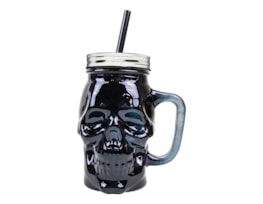 Wholesale Skull Jar with Lid and straw