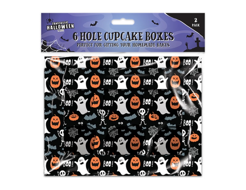 Wholesale Halloween 6 - hole Cupcake boxes 2pk | Gem imports Ltd.