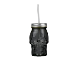 Wholesale skull drinking jar with straw