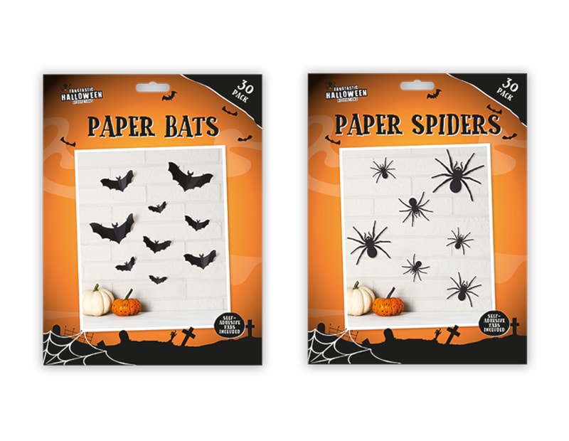 Wholesale Paper Bats & Spiders 30pk PDQ