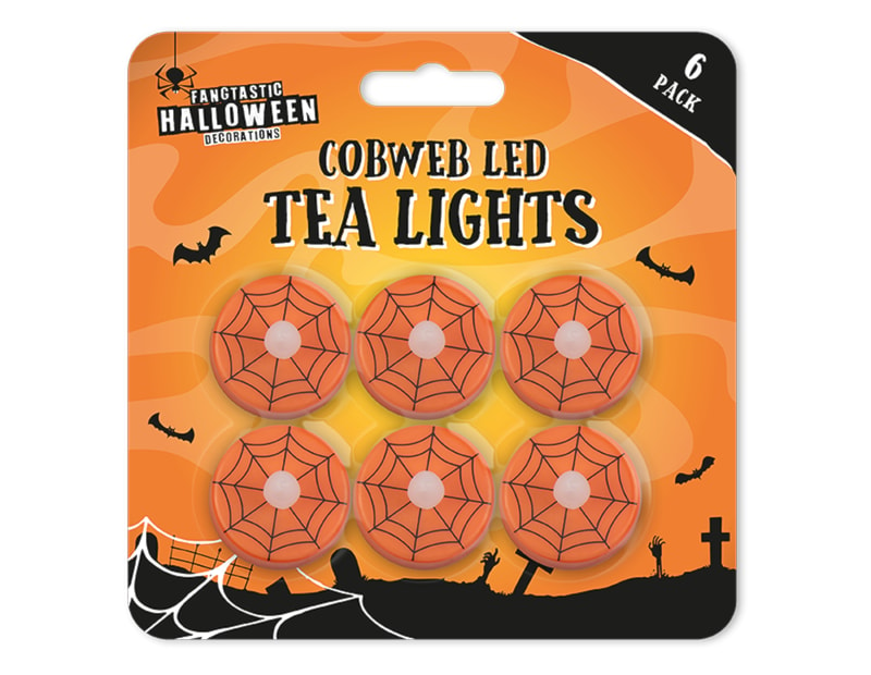 Wholesale Cobweb LED Tea Lights 6pk