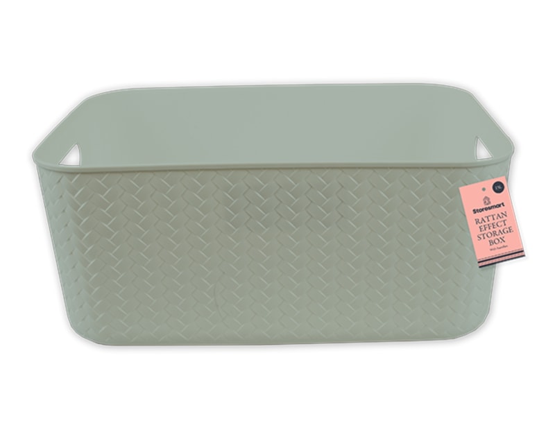 Wholesale Rattan Effect Storage Box with Handles 13L