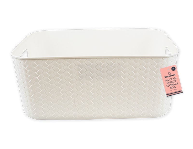 Wholesale Rattan Effect Storage Box with Handles 13L