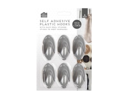 Plastic Self-Adhesive Hooks 6pk