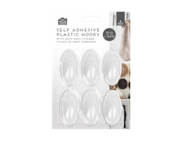 Plastic Self-Adhesive Hooks 6pk