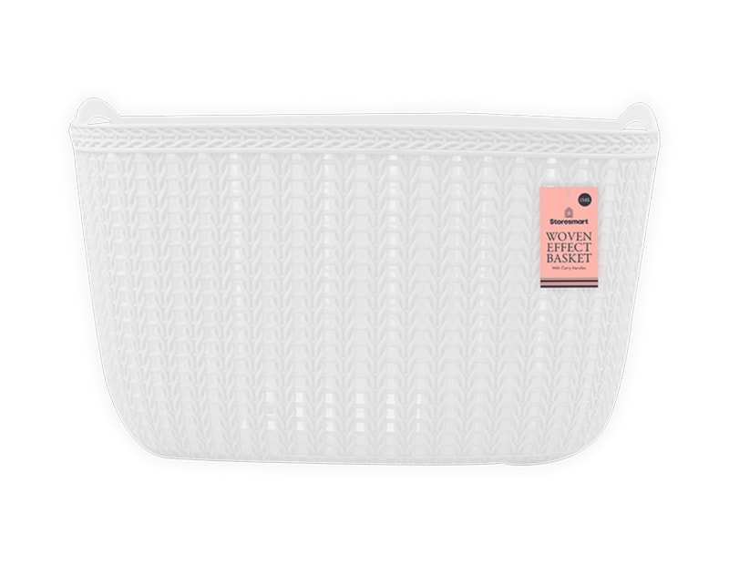 Wholesale Plastic Woven Effect Basket Large - 13.6L