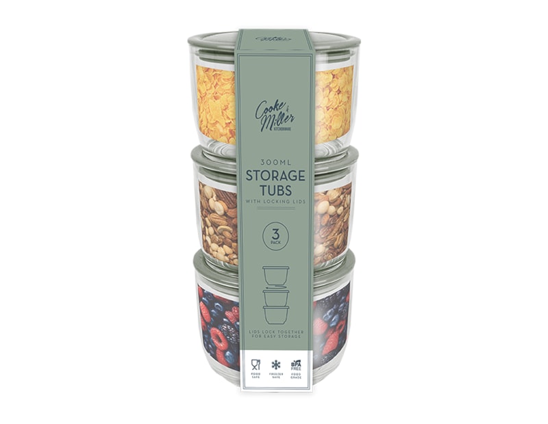 Wholesale Natural Storage Tubs 300ml 3pk