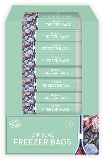 Wholesale Slide Zip Freezer Bags 12pk CDU