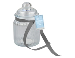 Wholesale Ribbed Glass Jar with Ribbon 250ml