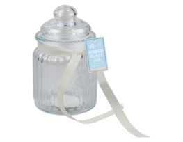 Wholesale Ribbed Glass Jar with Ribbon 250ml