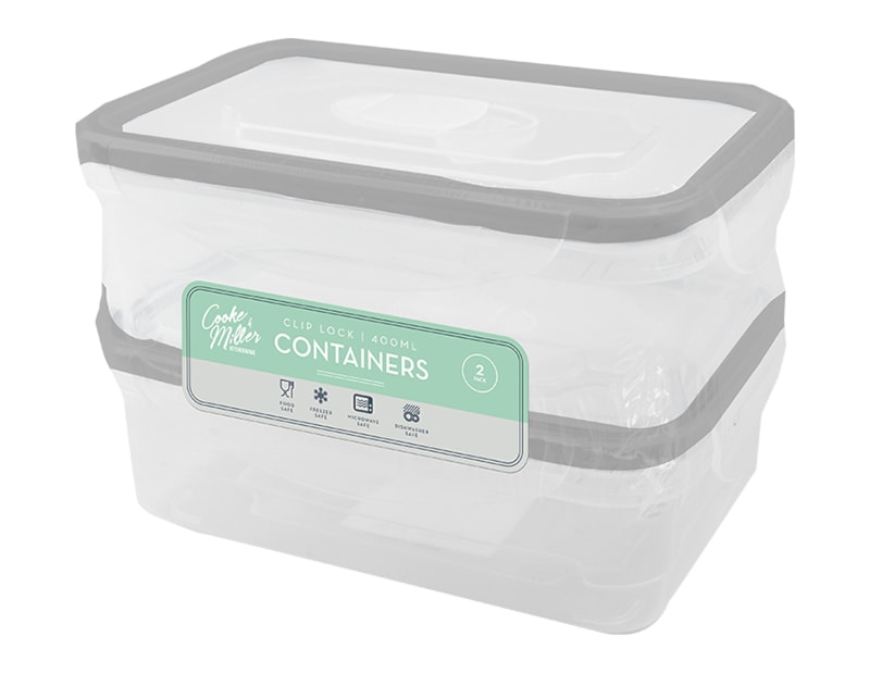 Wholesale Clip Lock Containers 450ml 2pk