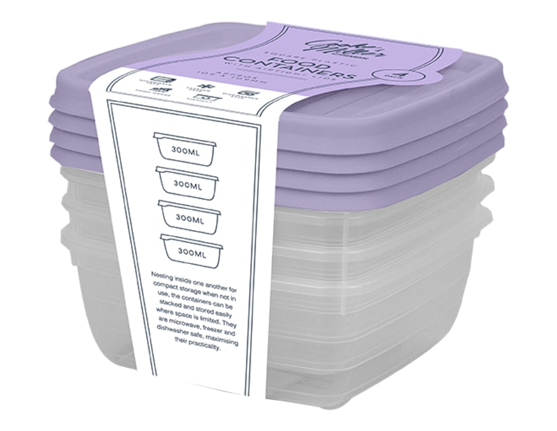 Wholesale Pastel Plastic Container 4pk