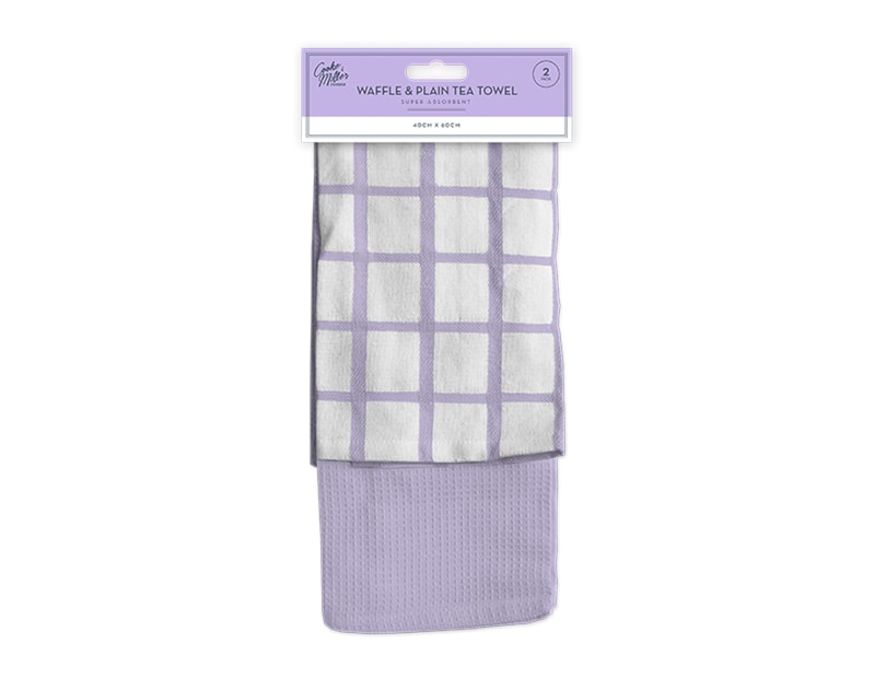 Wholesale Pastel Terry Waffle & Plain Tea Towel 2pk