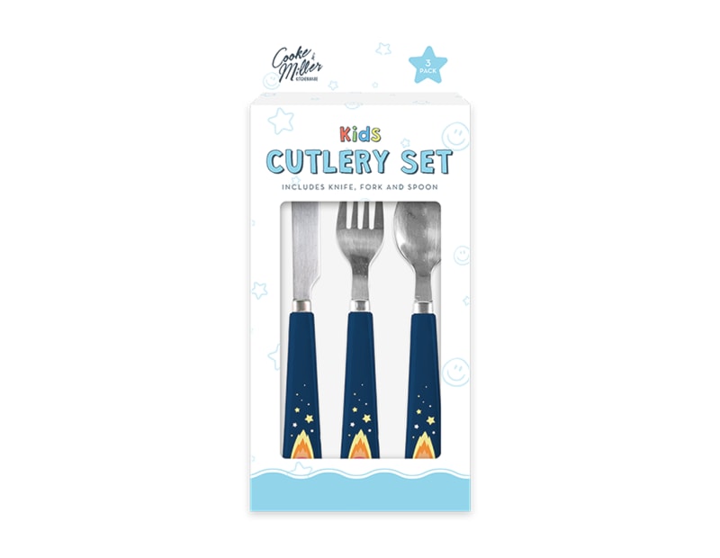 Wholesale Space Dinosaur 3 Piece Cutlery Set PDQ