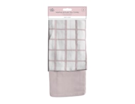 Wholesale Natural Terry Waffle & Plain Tea Towel 2pk