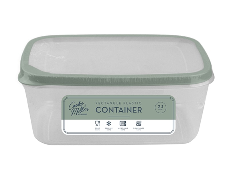 Wholesale Natural Plastic Rectangle Container 2.1L