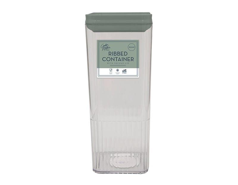 Wholesale Natural Ribbed Container with Vacuum Lid 1800ml