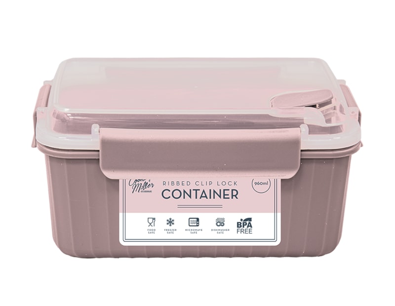 Wholesale Natural Ribbed Clip Lock Container 960ml