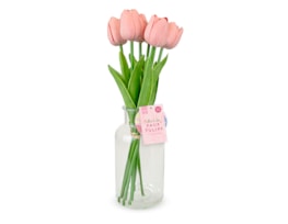 Wholesale 7 Faux Tulips In Glass Vase