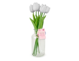 Wholesale 7 Faux Tulips In Glass Vase