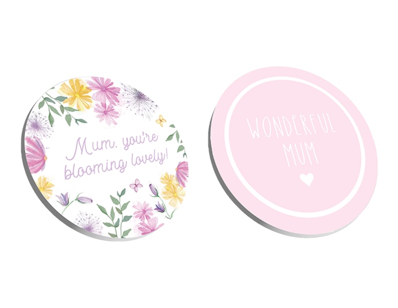 Wholesale Mother's Day Wooden coaster 10cm PDQ