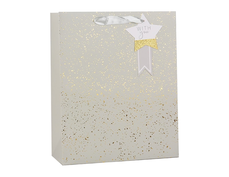 Wholesale Gold Glitter Speckle Large Gift Bag 30x42x12cm