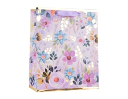 Wholesale Womens Foiled Floral Medium Gift Bag 26x32x12cm